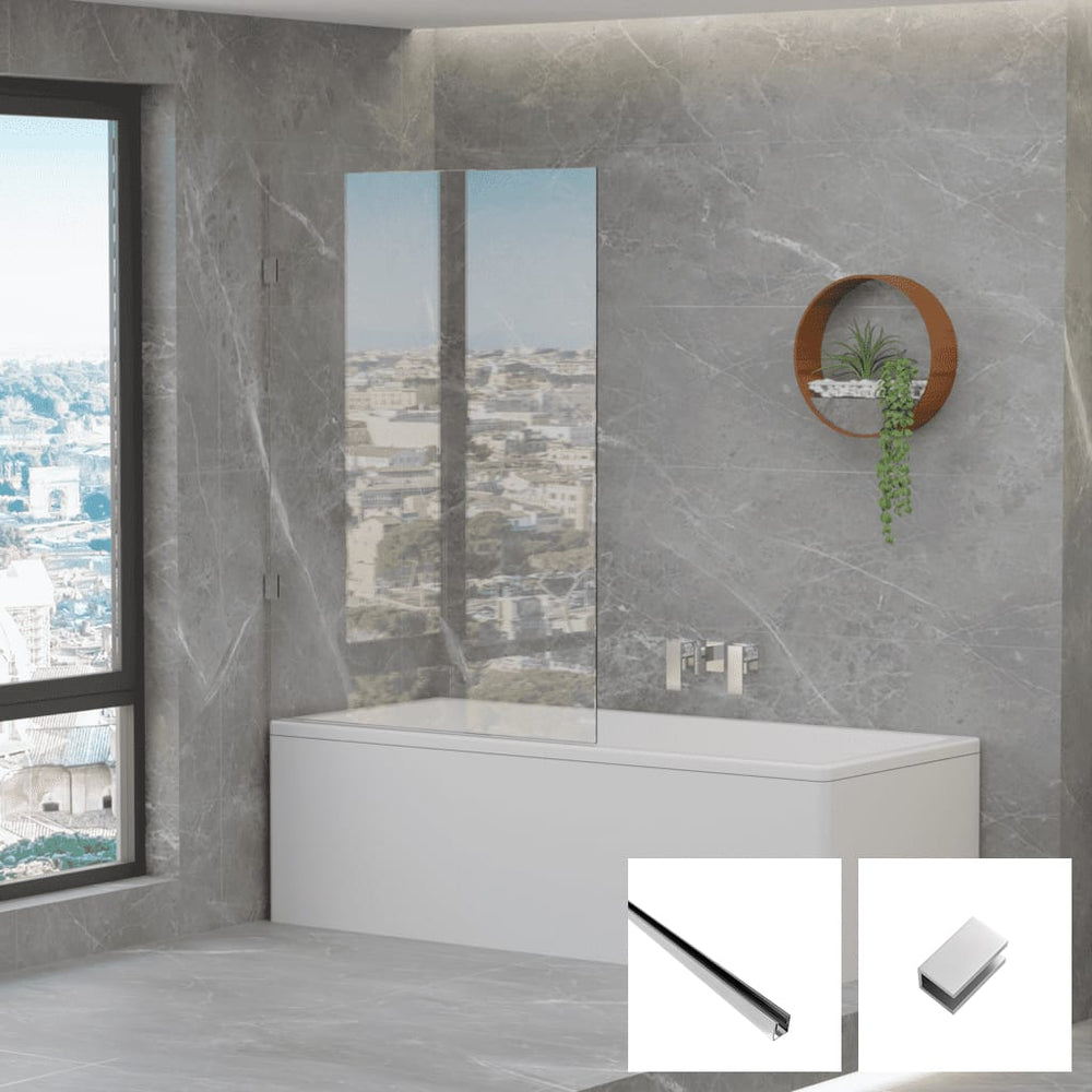 Convex Glass 10mm Frameless Fixed Bath Screen V10-B-F - Chrome