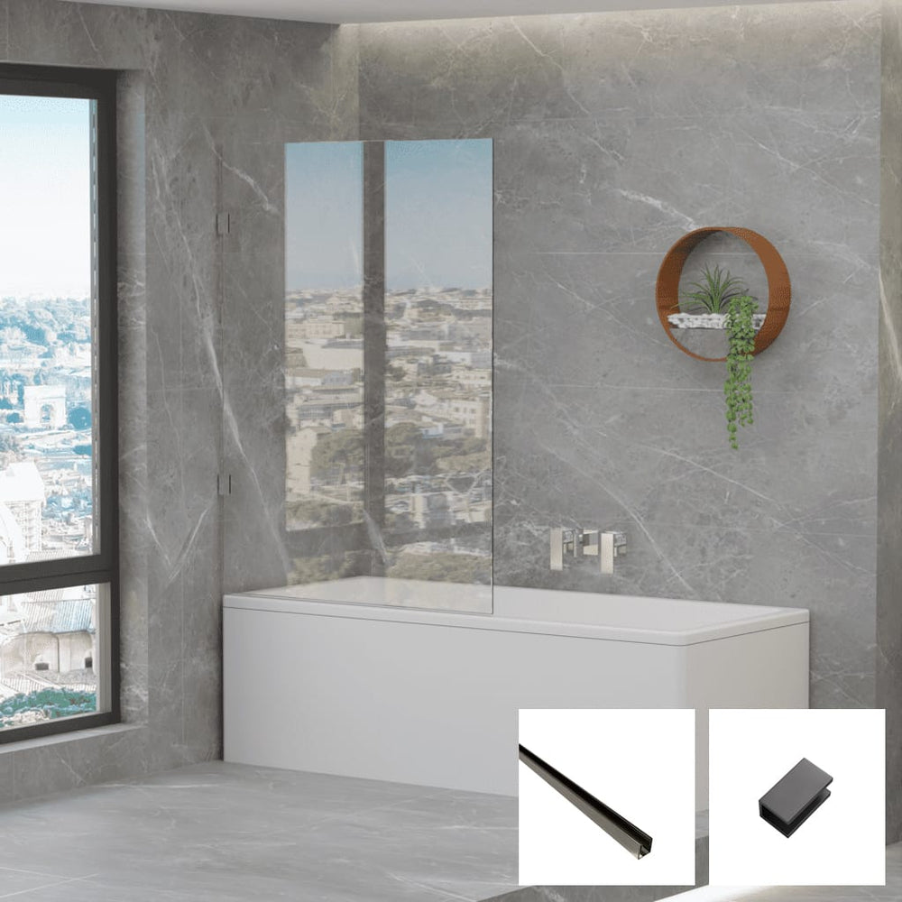 Convex Glass 10mm Frameless Fixed Bath Screen V10-B-F - Gun Metal