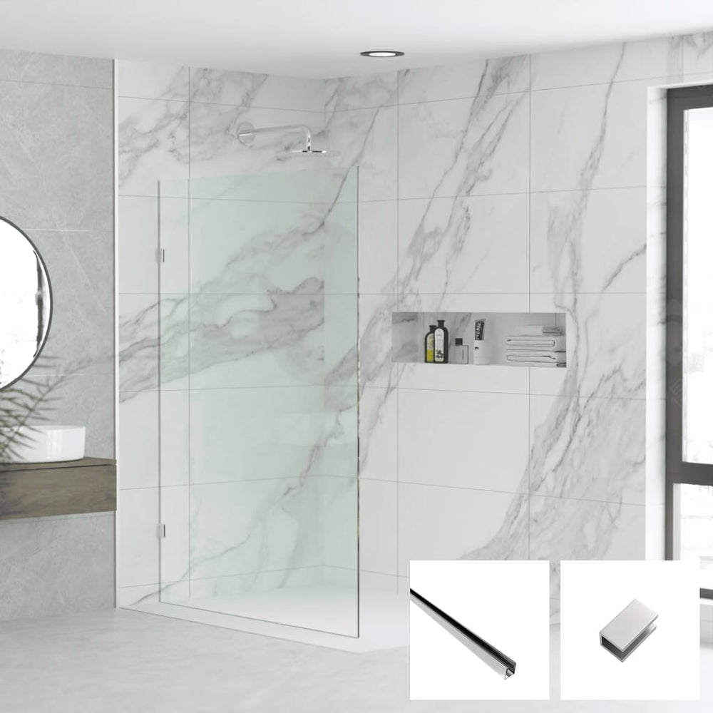 Convex Glass Showers Gem Series Clear Walk In Panel G-FP - Chrome