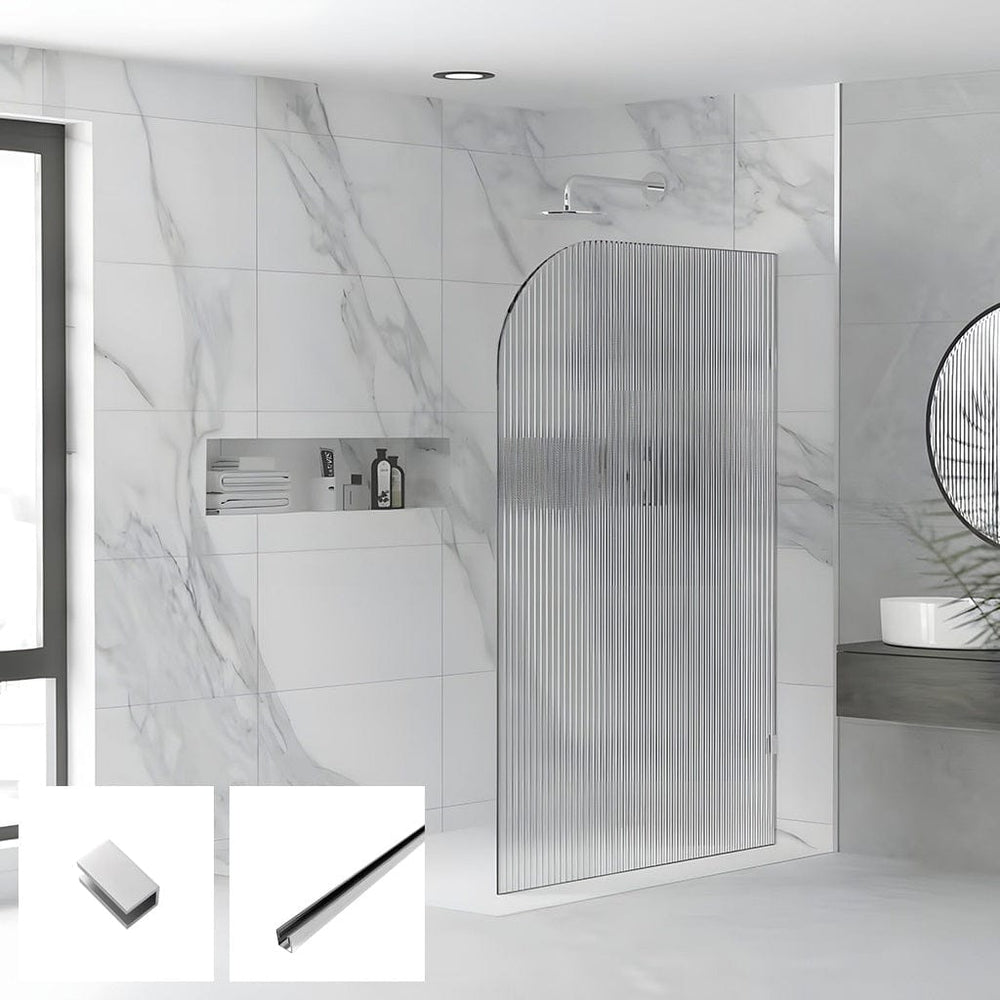 Milano Series Reeded Radius Walk In Panel M-REED-R - Chrome