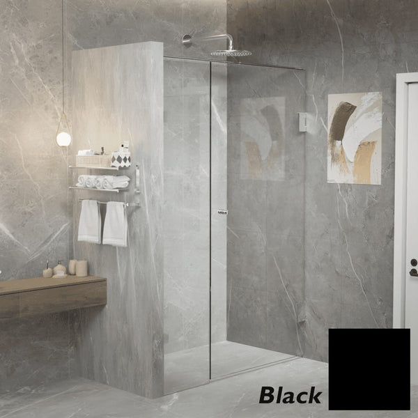 Convex Glass Showers Gem Series Configuration A Front only - Black
