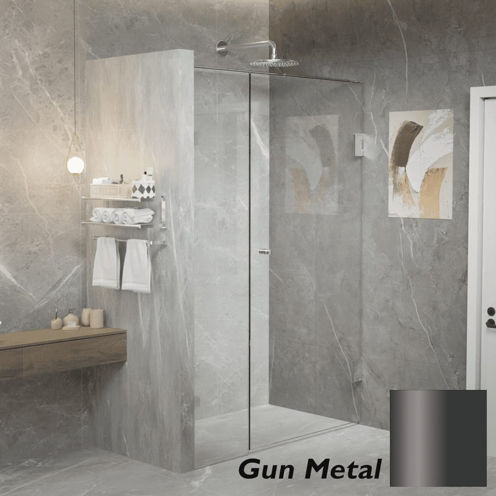 Convex Glass Showers Gem Series Configuration A Front only - Gun Metal