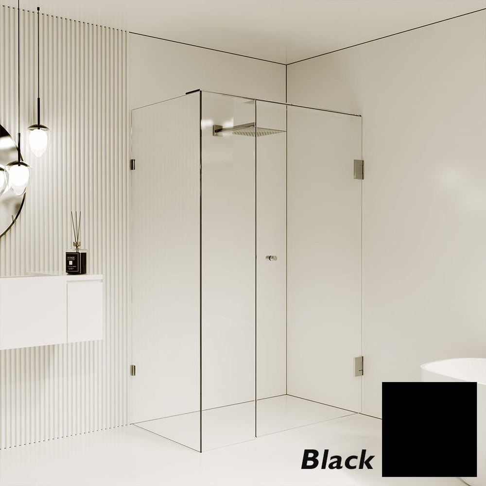 Convex Glass Showers Gem Series Configuration A Front & Return - Black