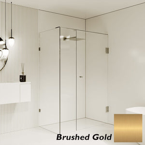 Convex Glass Showers Gem Series Configuration A Front & Return - Brushed Gold