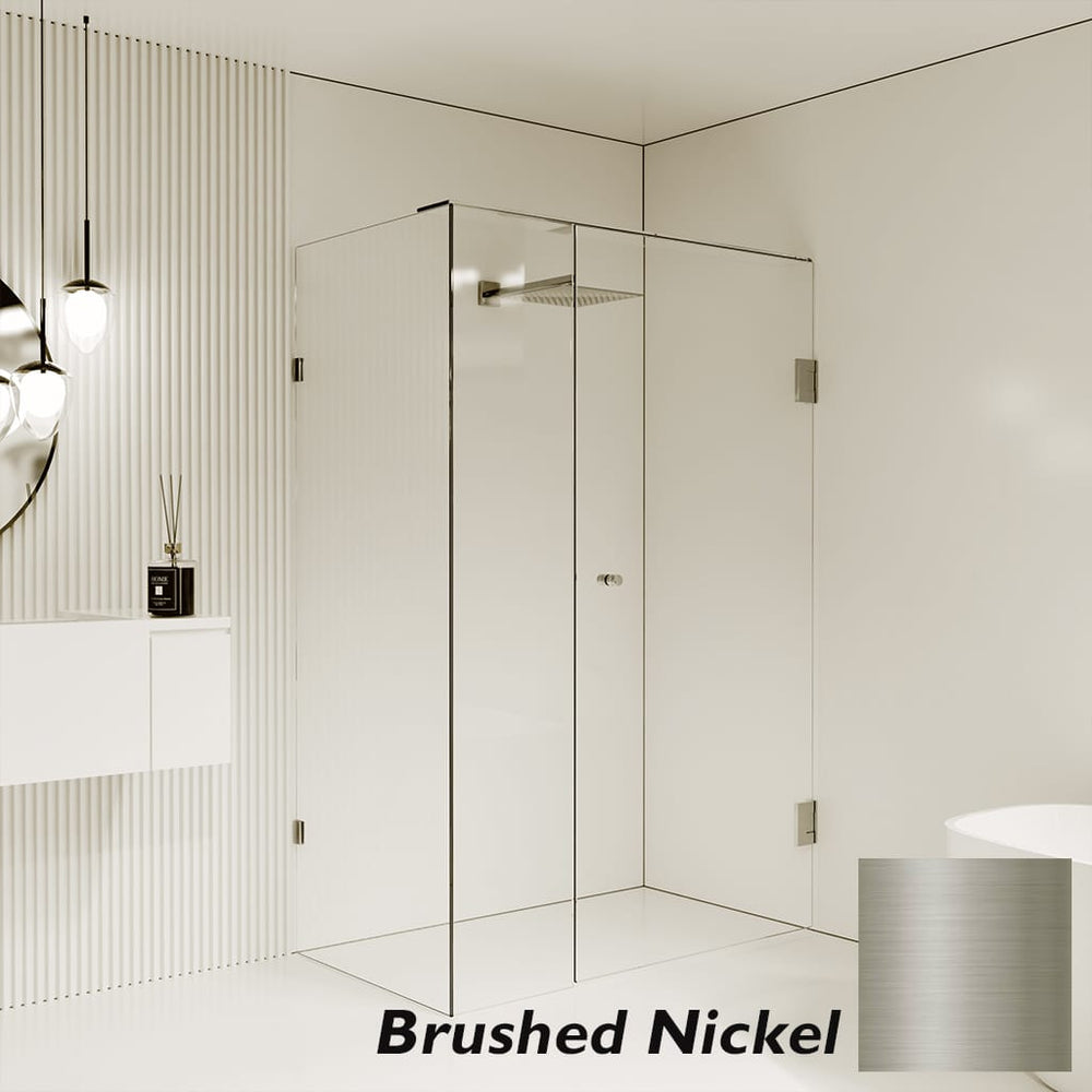 Convex Glass Showers Gem Series Configuration A Front & Return - Brushed Nickel