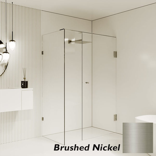 Convex Glass Showers Gem Series Configuration A Front & Return - Brushed Nickel