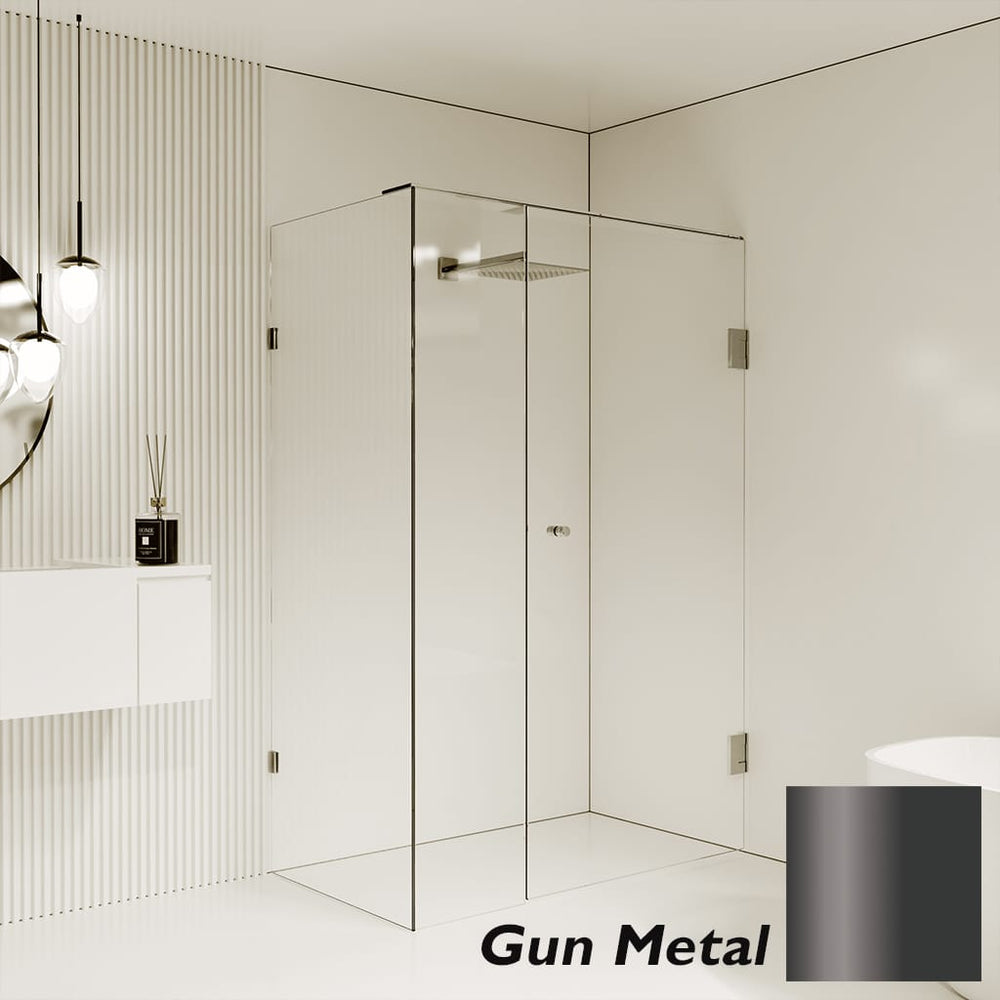 Convex Glass Showers Gem Series Configuration A Front & Return - Gun Metal