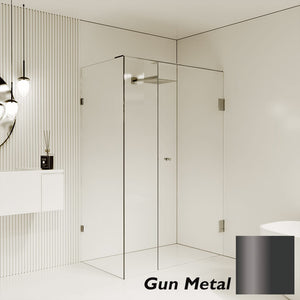 Convex Glass Showers Gem Series Configuration A Front & Return - Gun Metal