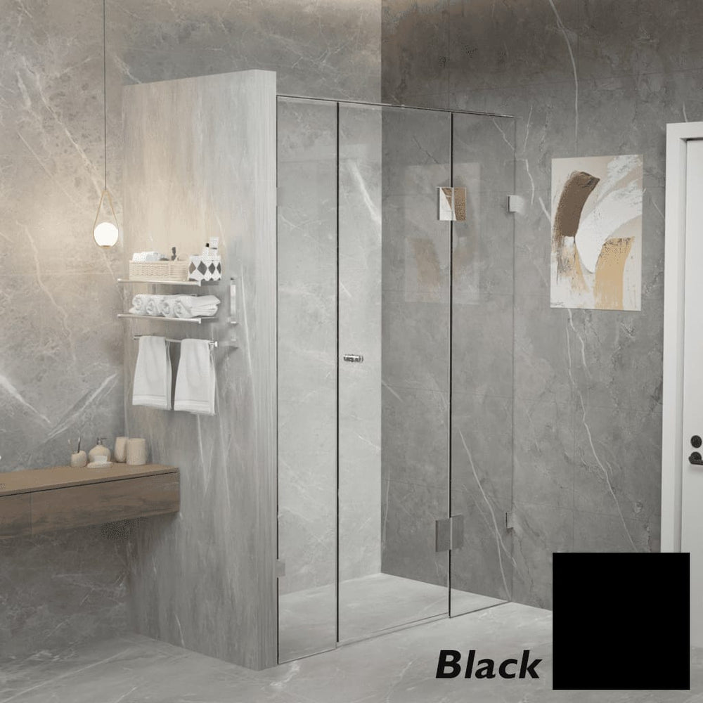 Convex Glass Showers Gem Series Configuration B Front only - Black