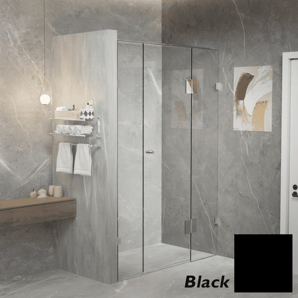 Convex Glass Showers Gem Series Configuration B Front only - Black
