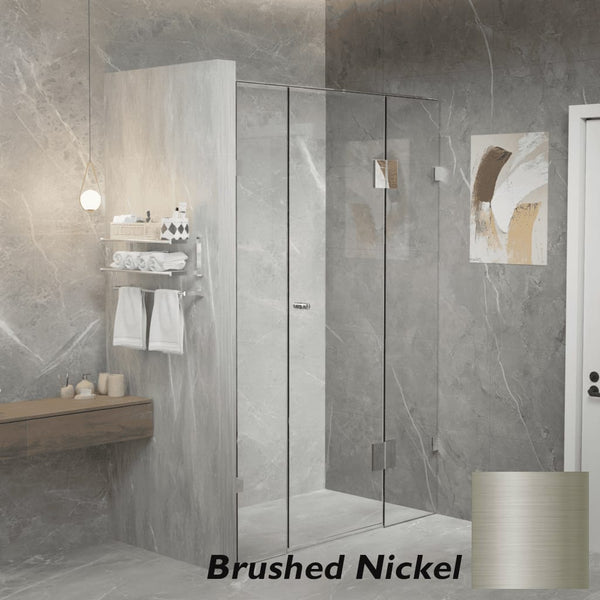 Convex Glass Showers Gem Series Configuration B Front only - Brushed Nickel