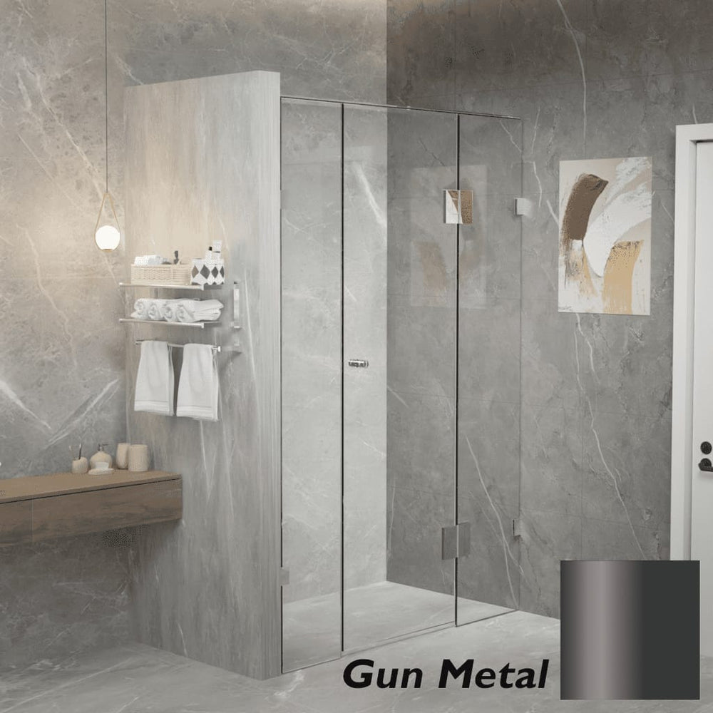 Convex Glass Showers Gem Series Configuration B Front only - Gun Metal