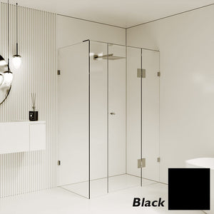 Convex Glass Showers Gem Series Configuration B Front & Return - Black