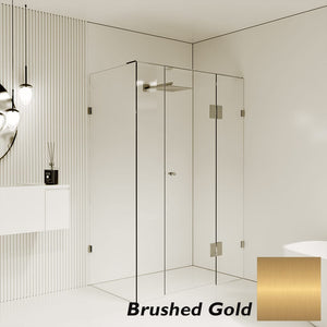 Convex Glass Showers Gem Series Configuration B Front & Return - Brushed Gold