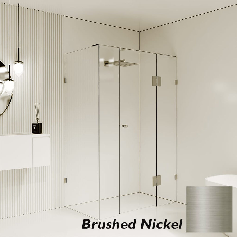 Convex Glass Showers Gem Series Configuration B Front & Return - Brushed Nickel