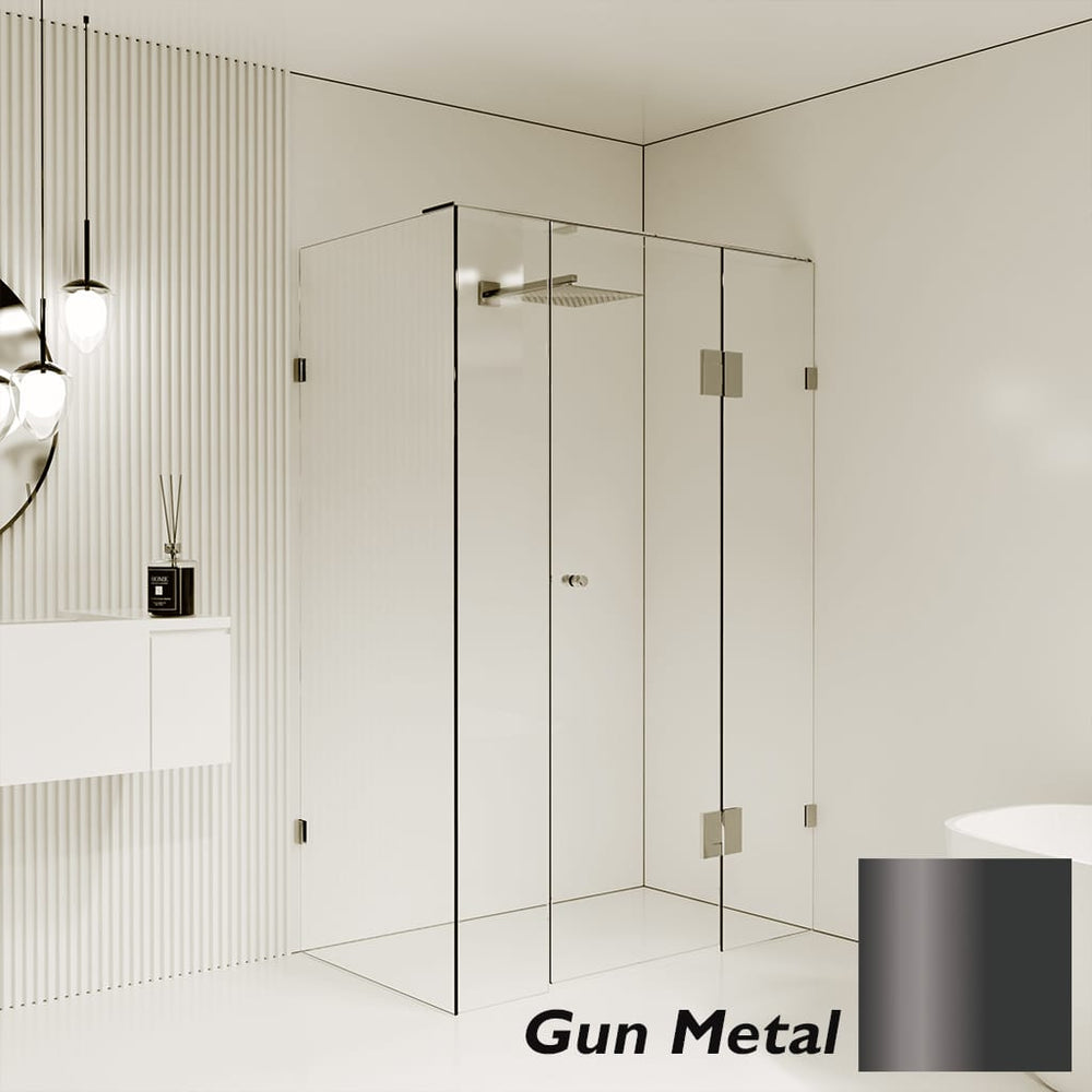Convex Glass Showers Gem Series Configuration B Front & Return - Gun Metal