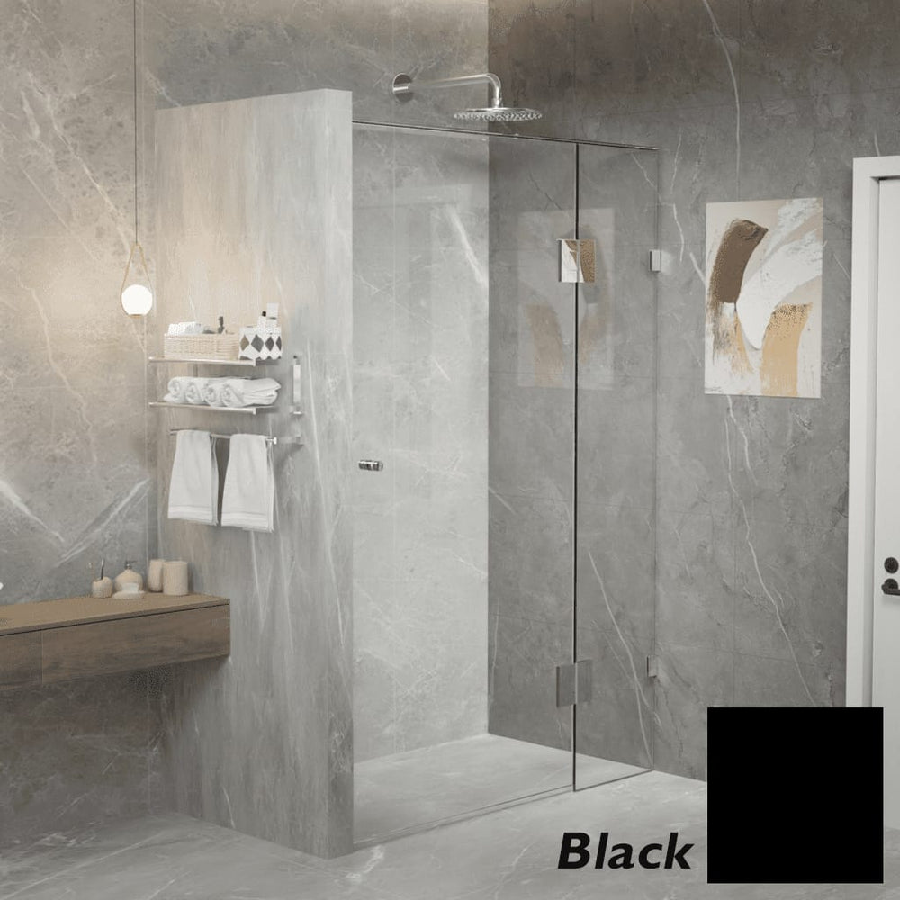 Convex Glass Showers Gem Series Configuration C Front only - Black