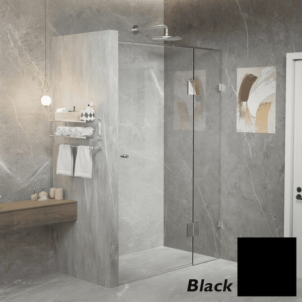 Convex Glass Showers Gem Series Configuration C Front only - Black