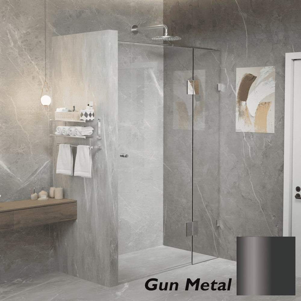 Convex Glass Showers Gem Series Configuration C Front only - Gun Metal