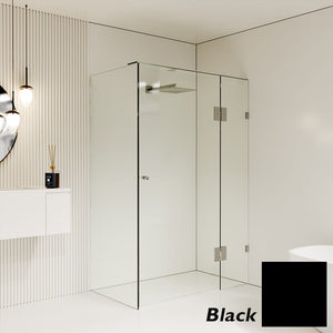 Convex Glass Showers Gem Series Configuration C Front & Return - Black