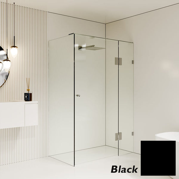 Convex Glass Showers Gem Series Configuration C Front & Return - Black