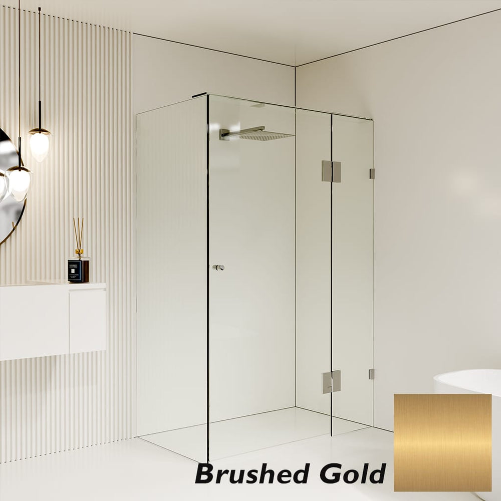 Convex Glass Showers Gem Series Configuration C Front & Return - Brushed Gold