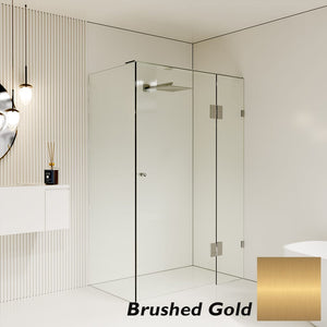 Convex Glass Showers Gem Series Configuration C Front & Return - Brushed Gold