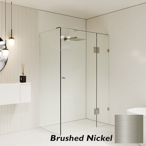 Convex Glass Showers Gem Series Configuration C Front & Return - Brushed Nickel