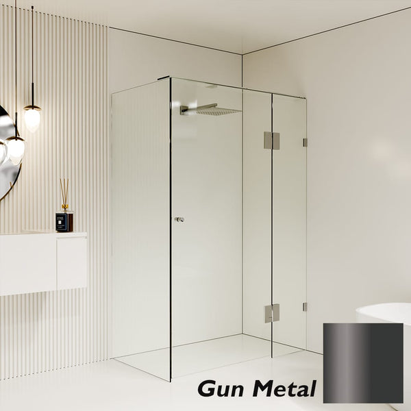 Convex Glass Showers Gem Series Configuration C Front & Return - Gun Metal