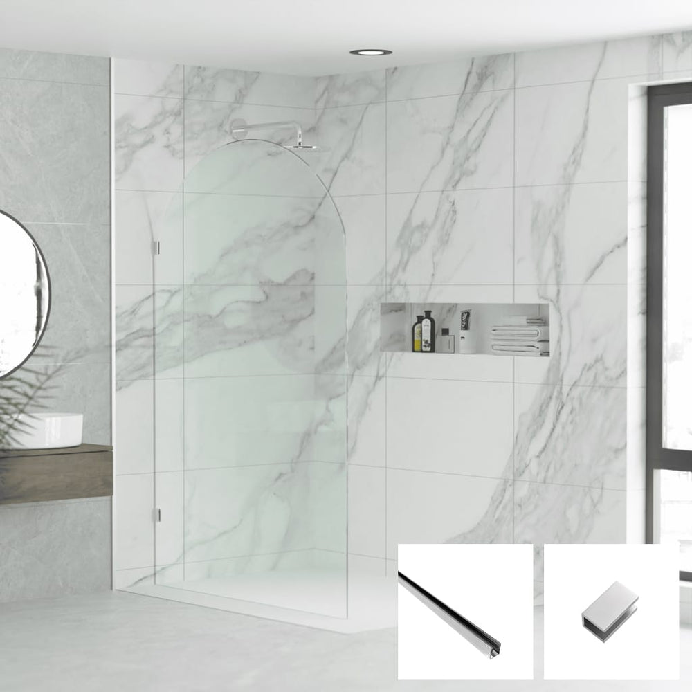 Convex Glass Showers Milano Series Arched Walk In Panel M-FP - Chrome