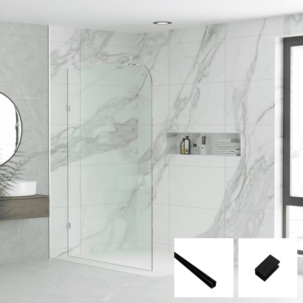 Convex Glass Showers Milano Series Radius Walk In Panel M-R - Black