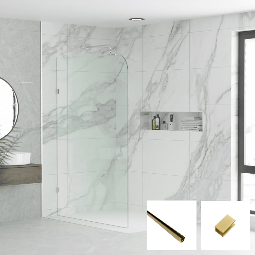Convex Glass Showers Milano Series Radius Walk In Panel M-R - Brushed Gold