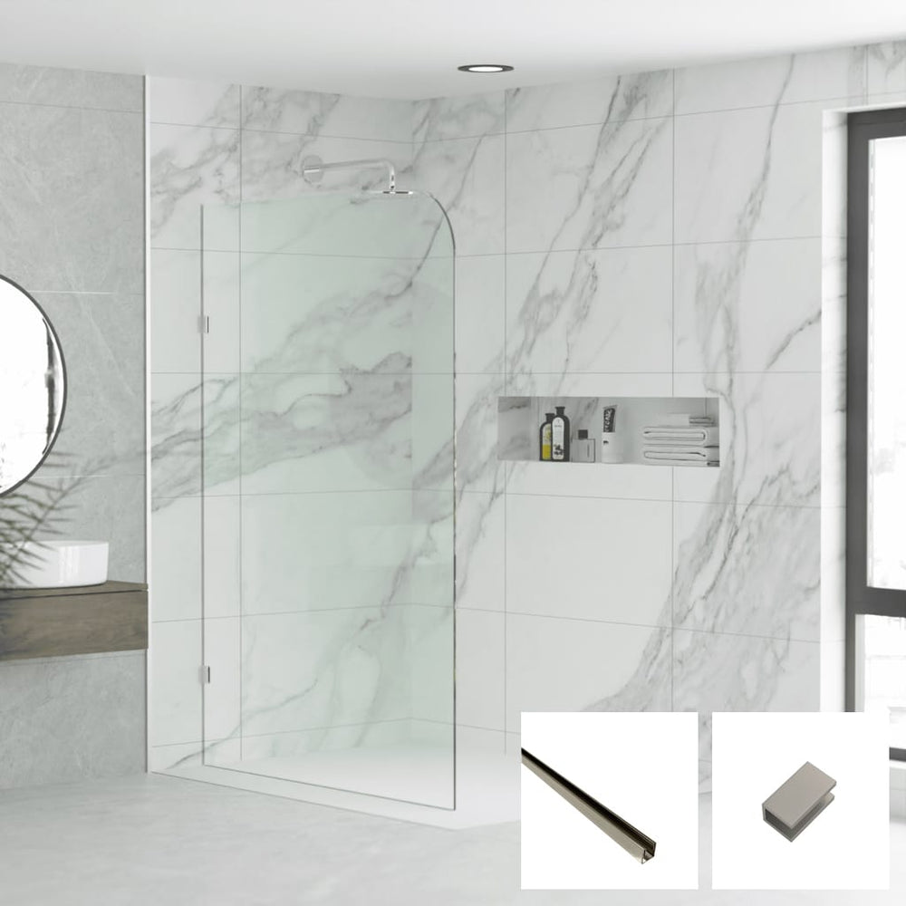 Convex Glass Showers Milano Series Radius Walk In Panel M-R - Brushed Nickel