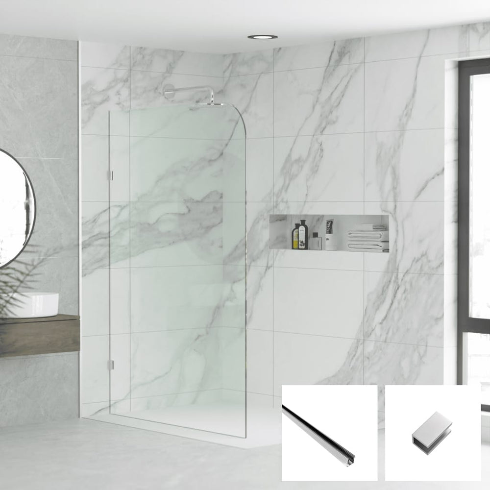 Convex Glass Showers Milano Series Radius Walk In Panel M-R - Chrome