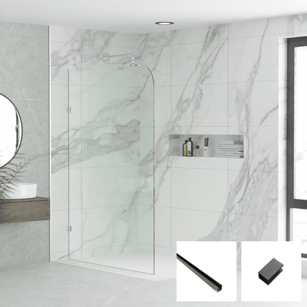 Convex Glass Showers Milano Series Radius Walk In Panel M-R - Gun Metal