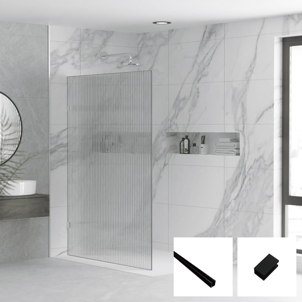 Convex Glass Showers Milano Series Reeded Walk In Panel M-REED - Black