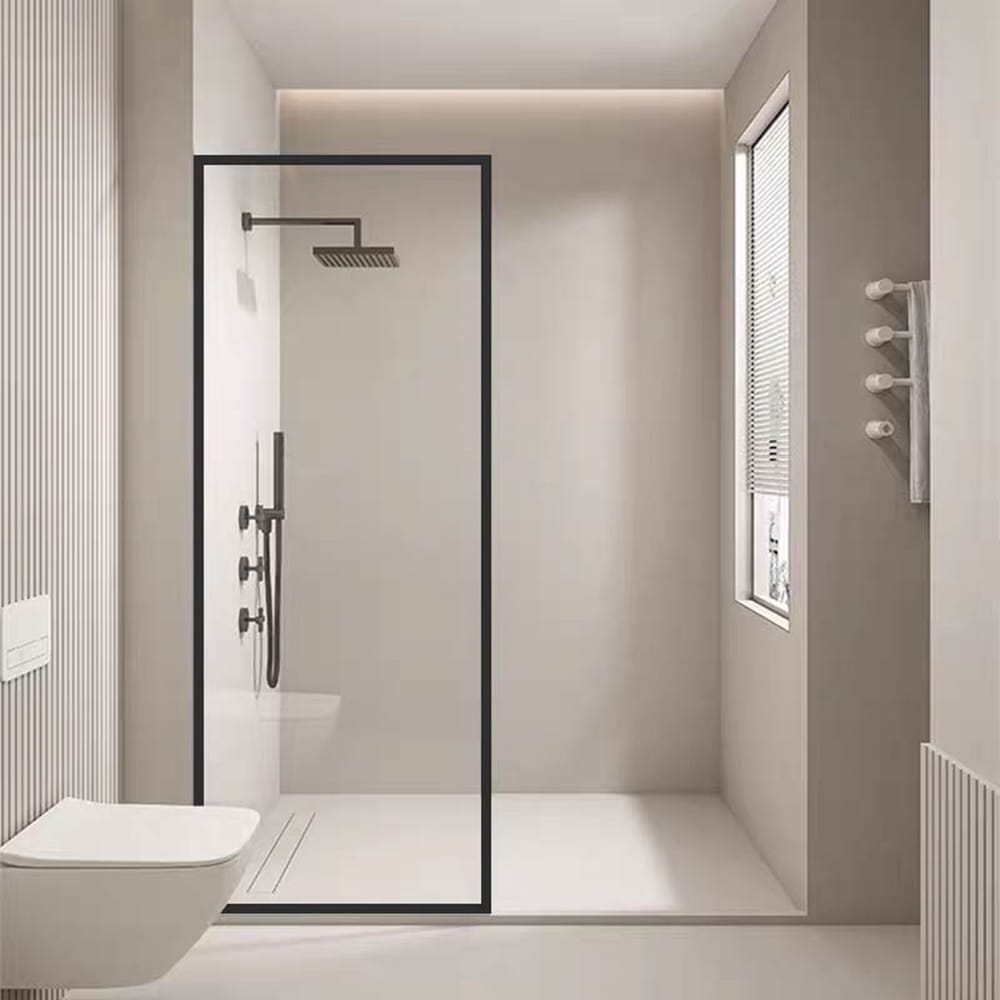 Convex Glass Showers Rita Series Fully Framed Walk in Panel - Matt Black