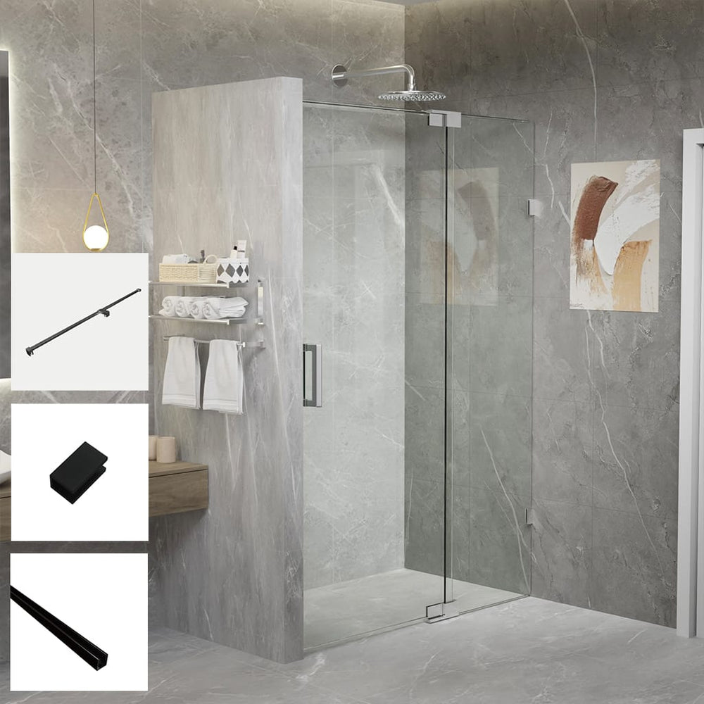 Convex Glass Showers Violet 10 10mm Frameless Pivot Screen Front only V10-PD - Black