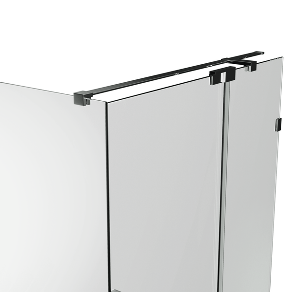 Convex Glass Showers Violet 10 10mm Frameless Pivot Screen Front & Return V10-PD / G-FP - Black Custom Size