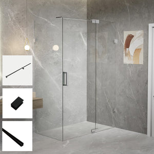 Convex Glass Showers Violet 10 10mm Frameless Pivot Screen Front & Return V10-PD / G-FP - Black Custom Size