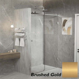 Convex Glass Showers Violet 10 10mm Frameless Sliding Screen Front only V10-S - Brushed Gold