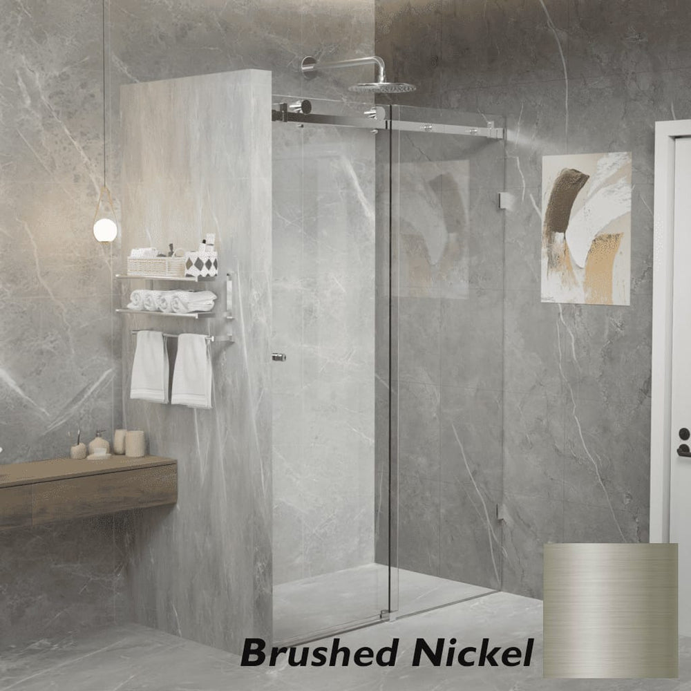 Convex Glass Showers Violet 10 10mm Frameless Sliding Screen Front only V10-S - Brushed Nickel