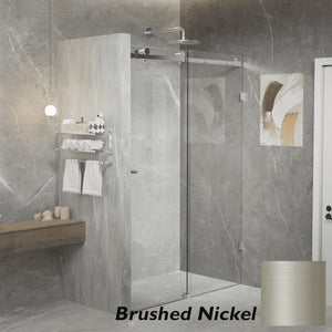 Convex Glass Showers Violet 10 10mm Frameless Sliding Screen Front only V10-S - Brushed Nickel