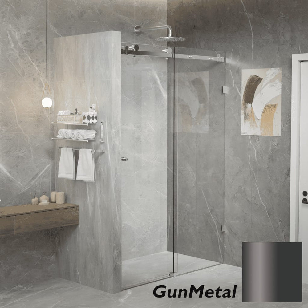 Convex Glass Showers Violet 10 10mm Frameless Sliding Screen Front only V10-S - GunMetal