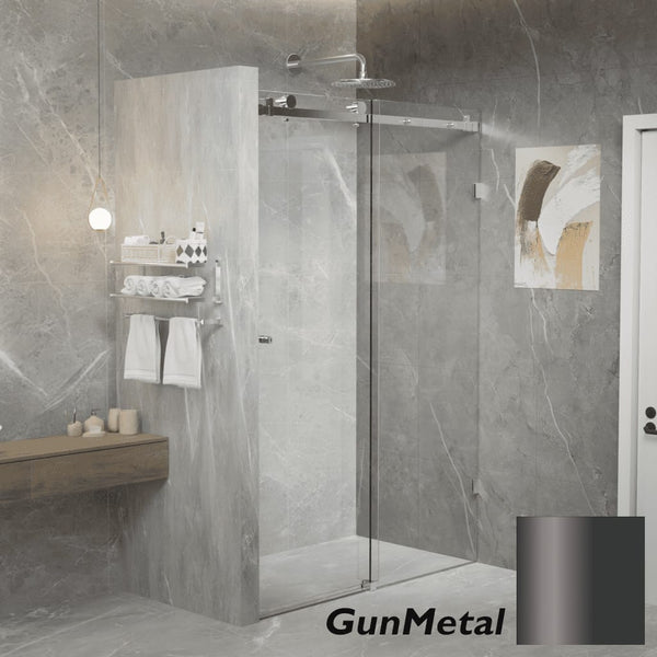 Convex Glass Showers Violet 10 10mm Frameless Sliding Screen Front only V10-S - GunMetal