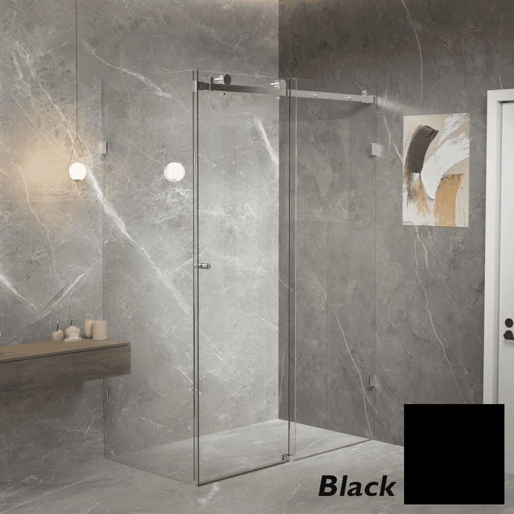 Convex Glass Showers Violet 10 10mm Frameless Sliding Screen Front & Return V10-S / V10-S-R - Black