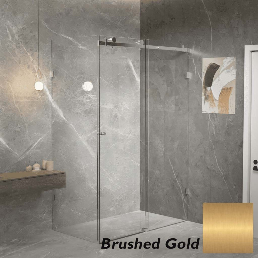 Convex Glass Showers Violet 10 10mm Frameless Sliding Screen Front & Return V10-S / V10-S-R - Brushed Gold