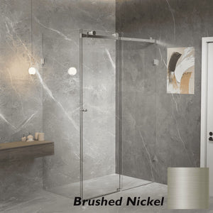 Convex Glass Showers Violet 10 10mm Frameless Sliding Screen Front & Return V10-S / V10-S-R - Brushed Nickel