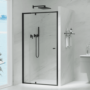 Convex Glass Showers Violet 6 Black 6mm Semi-Frameless Pivot Screen – Front only