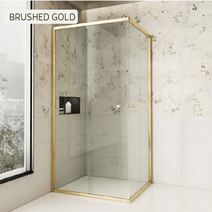 Convex Glass Showers Violet 6 Brushed Gold 6mm Semi-Frameless Corner Entry Screens